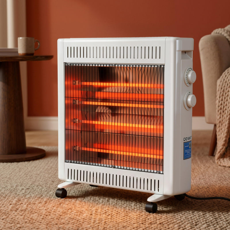 Devanti 2200W Infrared Radiant Heater Portable Electric Space White