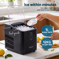 Devanti Ice Maker Portable Ice Machine Countertop Bullet Cube 12KG Black