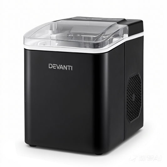 Devanti Ice Maker Machine 12kg Portable Countertop Self Cleaning Black