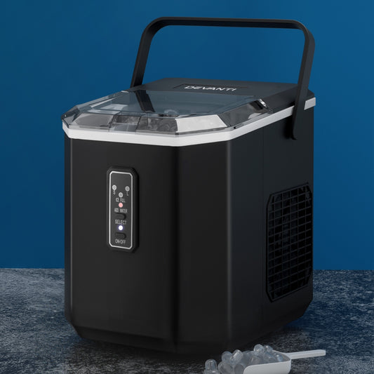 Devanti 12kg Ice Maker Machine 1.3L Black w/Scoop