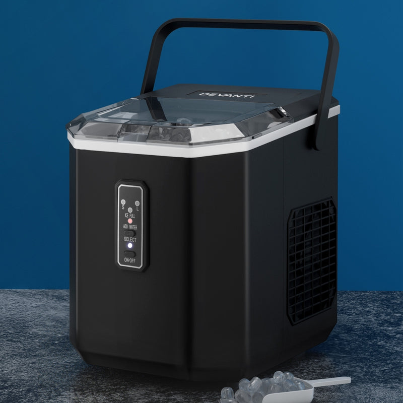 Devanti 12kg Ice Maker Machine 1.3L Black w/Scoop
