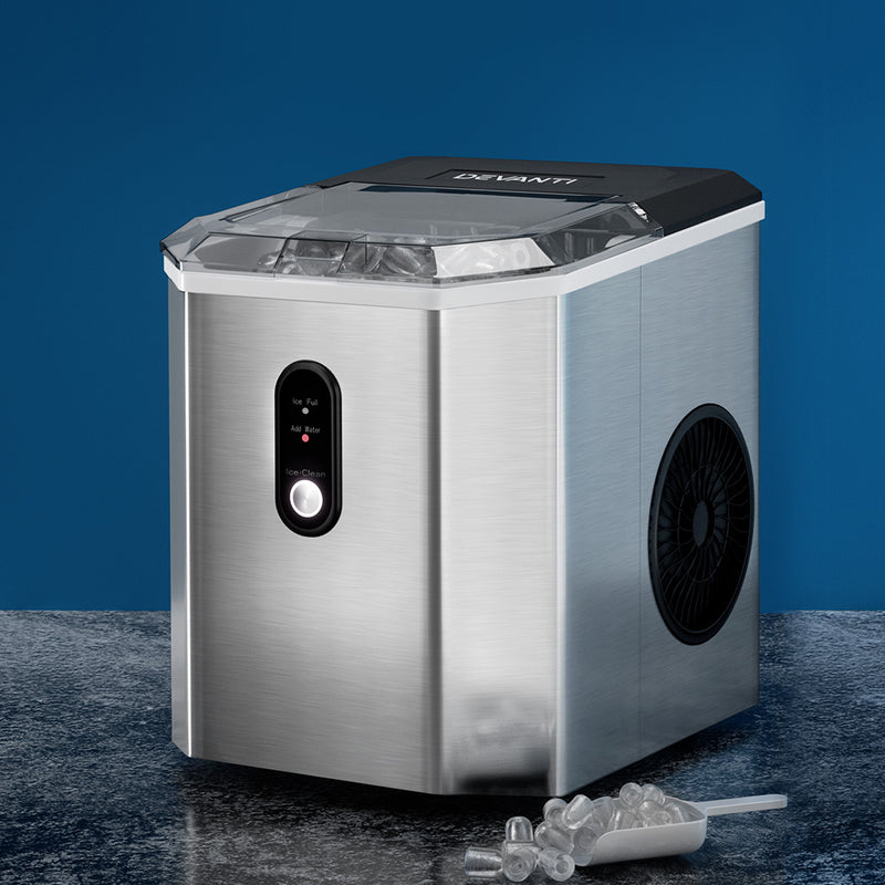 Devanti Portable Ice Maker 12kg Stainless Steel Countertop
