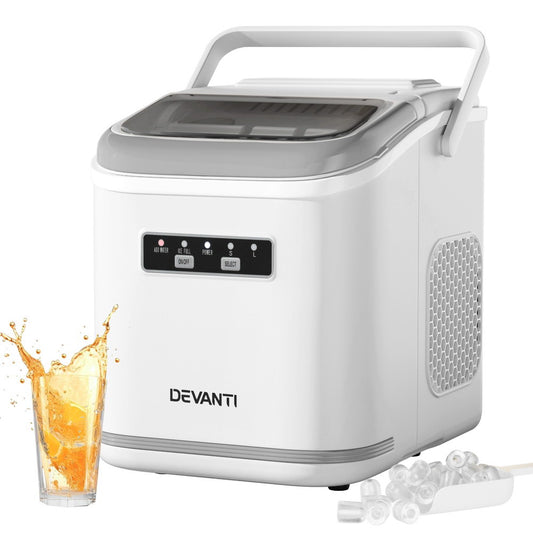 Devanti Ice Maker Machine Portable 12kg Self Cleaning 1.3L White