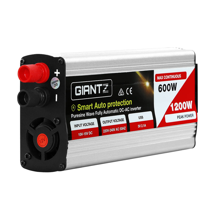 Giantz 600W/1200W Pure Sine Wave Power Inverter 12V 240V