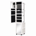 Artiss Lockable Jewellery Cabinet, Mobile Frameless Mirror, White