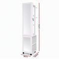 Artiss Lockable Jewellery Cabinet, Mobile Frameless Mirror, White