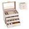 Embellir Jewellery Box 4 Layer Organiser Storage Case Glass Lid Drawers White