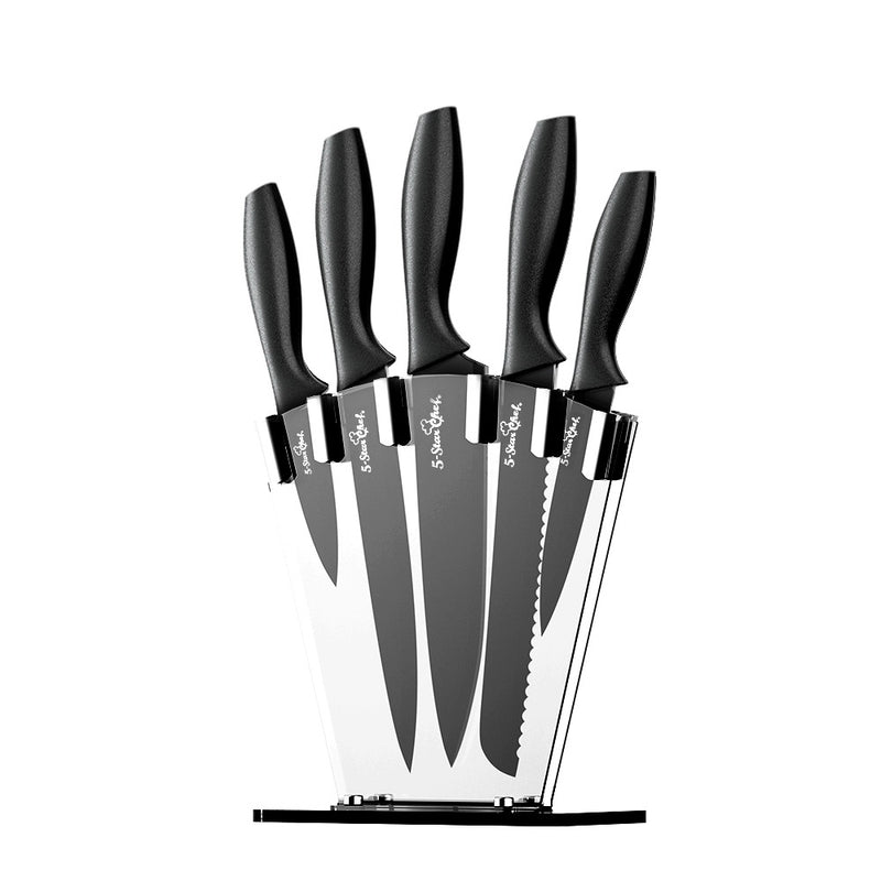 5-Star Chef 7pc Kitchen Knife Set Stainless Steel Sharpener