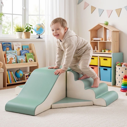 Keezi Kids Climbing Blocks 4-Piece Foam Toddler Playset Soft Indoor Climbing Toy Rocker
