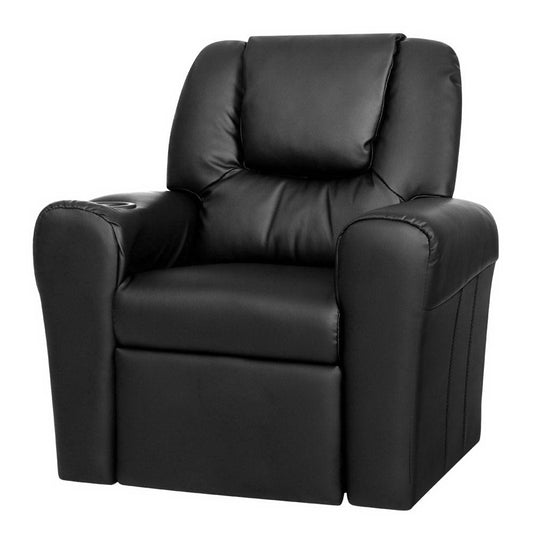 Keezi Kids Recliner Chair PU Leather Black Lounge Armchair Couch