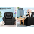 Keezi Kids Recliner Chair PU Leather Black Lounge Armchair Couch