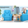 Keezi Kids Recliner Chair PU Leather Blue Sofa Lounge Couch