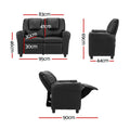 Keezi Kids Double Recliner Chair PU Leather Sofa Black
