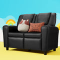 Keezi Kids Double Recliner Chair PU Leather Sofa Black