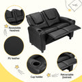 Keezi Kids Double Recliner Chair PU Leather Sofa Black