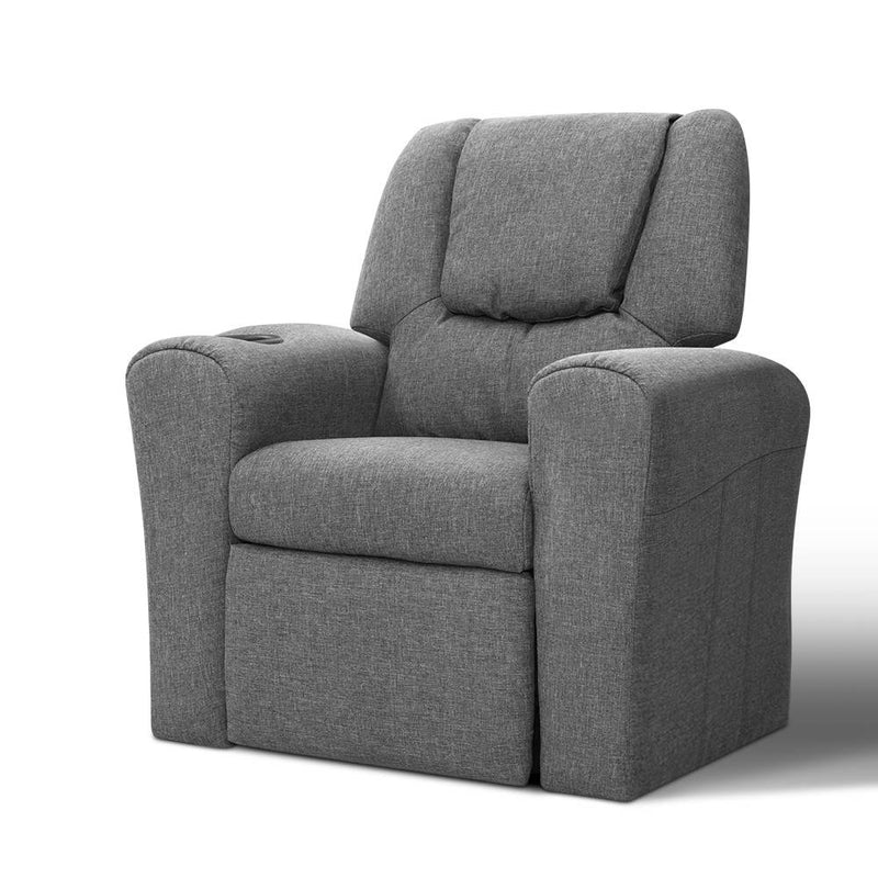 Keezi Kids Recliner Chair Grey Linen Armchair Sofa Lounge