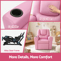 Keezi Kids Recliner Chair Pink PU Leather Sofa Lounge Couch Children Armchair