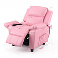 Keezi Kids Recliner Chair PU Leather Toddler Lounge Adjustable Backrest w/ Armrest Storage & 2 Side Pockets Pink
