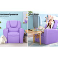 Keezi Kids Recliner Chair Purple PU Leather Armchair Sofa Couch