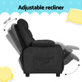 Keezi Kids Recliner Chair Black Velvet Sofa Lounge Armchair