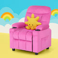 Keezi Kids Recliner Chair Pink Velvet Sofa Lounge Armchair