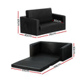 Keezi Kids 2 Seater Flip Couch PU Leather Armchair Black