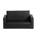 Keezi Kids 2 Seater Flip Couch PU Leather Armchair Black
