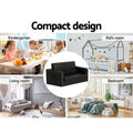 Keezi Kids 2 Seater Flip Couch PU Leather Armchair Black