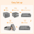 Keezi 12PCS Modular Kids Play Couch Foam Sofa Set with Removable Washable Cover Grey Playroom