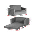 Keezi Kids Sofa 2 Seater Flip Open Velvet Armchair Grey