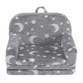 Keezi Kids 2-in-1 Fold Out Sofa Bed with Removable Washable Cover, Carry Handle, Storage Pocket, Glow in the Dark, Grey