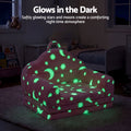 Keezi Kids 2-in-1 Fold Out Sofa Bed with Removable Washable Cover, Carry Handle, Storage Pocket, Glow in the Dark, Pink
