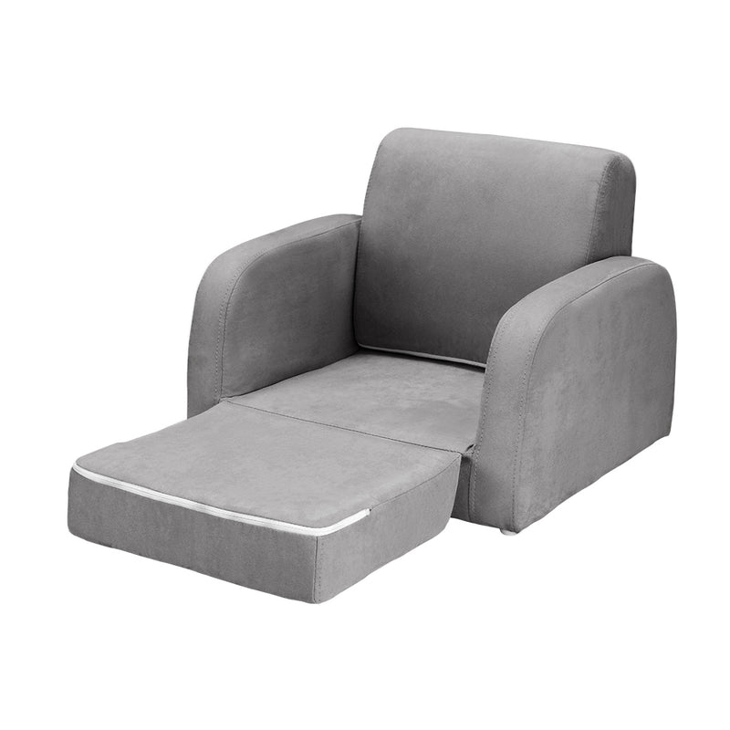 Keezi Kids Sofa 1 Seater Flip Open Couch Lounger Grey