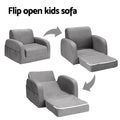 Keezi Kids Sofa 1 Seater Flip Open Couch Lounger Grey