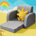 Keezi Kids Sofa 1 Seater Flip Open Couch Lounger Grey