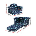 Keezi Kids Sofa 1 Seater Flip Open Couch Lounger Dinosaur Navy