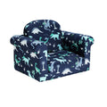 Keezi Kids Sofa 1 Seater Flip Open Couch Lounger Dinosaur Navy