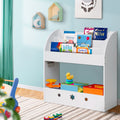 Keezi 3 Tier Kids Bookshelf White Magazine Organiser Bookcase