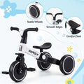 RIGO Tricycle Bike, Kids Bike with 3 wheels, Carbon Steel 70cm White