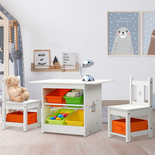 Keezi Kids Table Chairs Set 3PC Storage Box Children Furniture