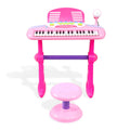 Keezi Kids Piano 37 Keys Electronic Keyboard w/ Stool Microphone Set