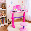 Keezi Kids Piano 37 Keys Electronic Keyboard w/ Stool Microphone Set