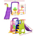 Keezi Kids Slide Swing Set Basketball Hoop Study Table 140cm Purple