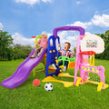 Keezi Kids Slide Swing Set Basketball Hoop Study Table 140cm Purple