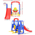 Keezi 120cm Kids Slide Swing Basketball Hoop Playground Set Blue