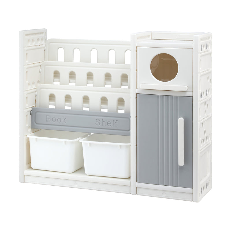 Keezi Kids Bookshelf Toy Storage 3-Tier Organizer 2 Bins Cabinets