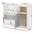 Keezi Kids Bookshelf Toy Storage 3-Tier Organizer 2 Bins Cabinets