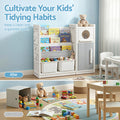 Keezi Kids Bookshelf Toy Storage 3-Tier Organizer 2 Bins Cabinets