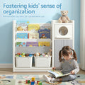 Keezi Kids Bookshelf Toy Storage 3-Tier Organizer 2 Bins Cabinets