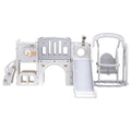 Keezi Kids Slide Swing Set Basketball Hoop 132cm Grey